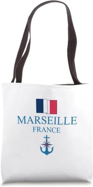Marseille France Port City Vintage Anchor Nautical Tote Bag