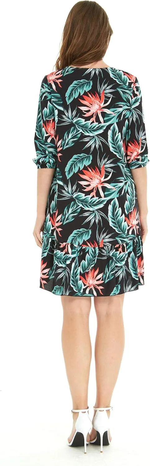 Matchable Couple Hawaiian Luau Shirt or 3/4 Sleeve Ruffle Dress in Blooming Lily