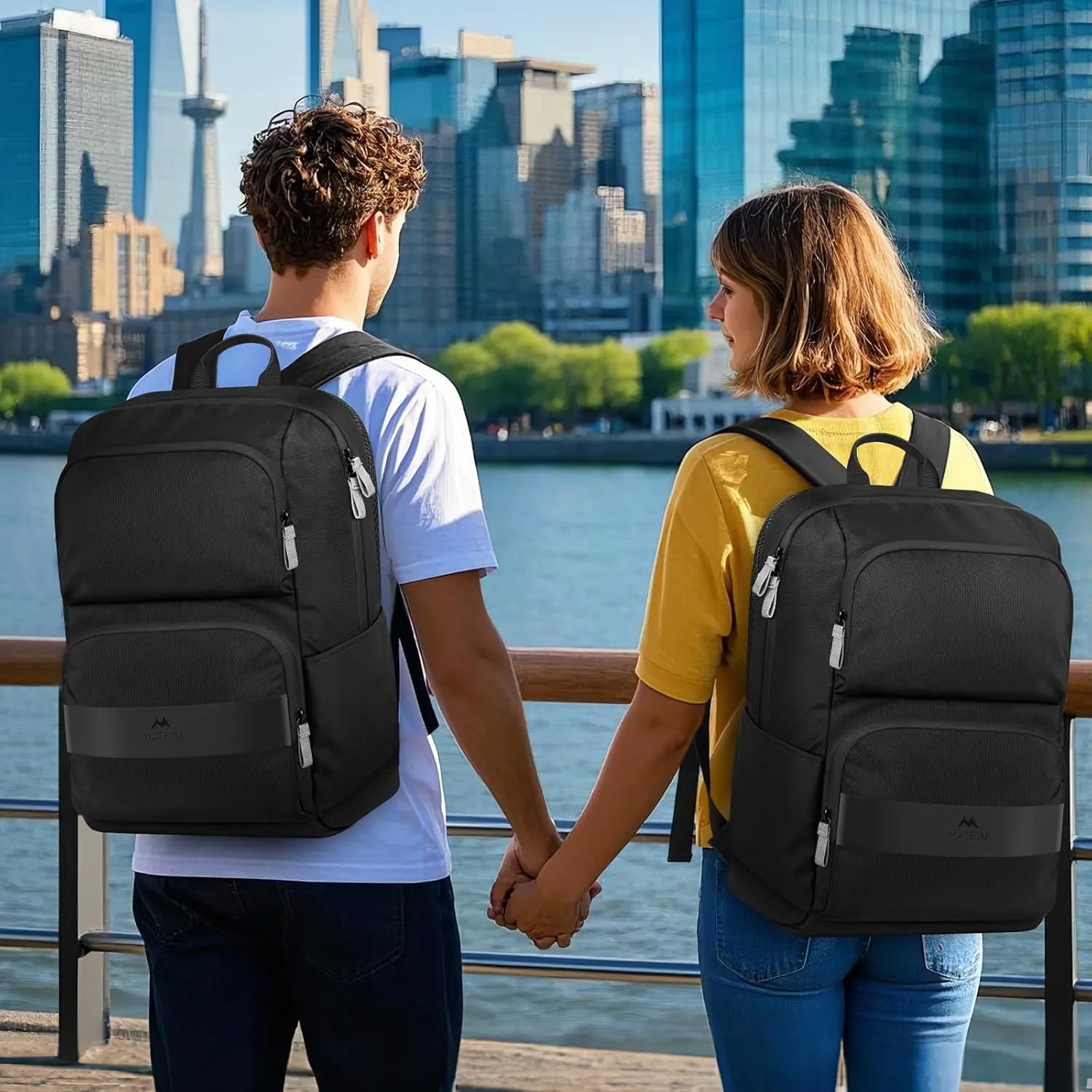 MATEIN Travel Laptop Backpack Lightweight, 16 Inch Slim Basic Backpack for Men Women, Water Resistant Simple Modern Backpacks Large College Computer Back Pack Daypack for Trip Commuter Office, Black