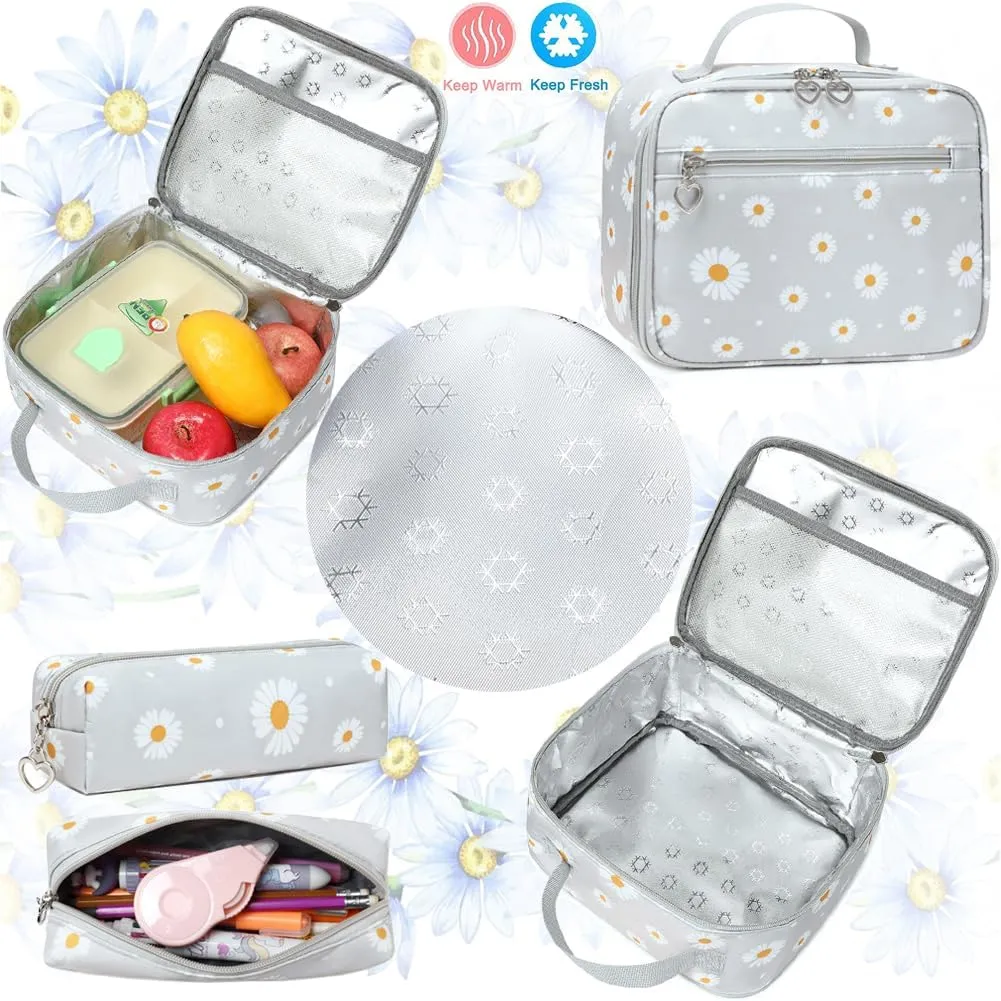 Meisohua Girls Backpack with Lunch Box 3 in 1 Set Kids Backpack for Girls Preschool Kindergarten Elementary School Backpack