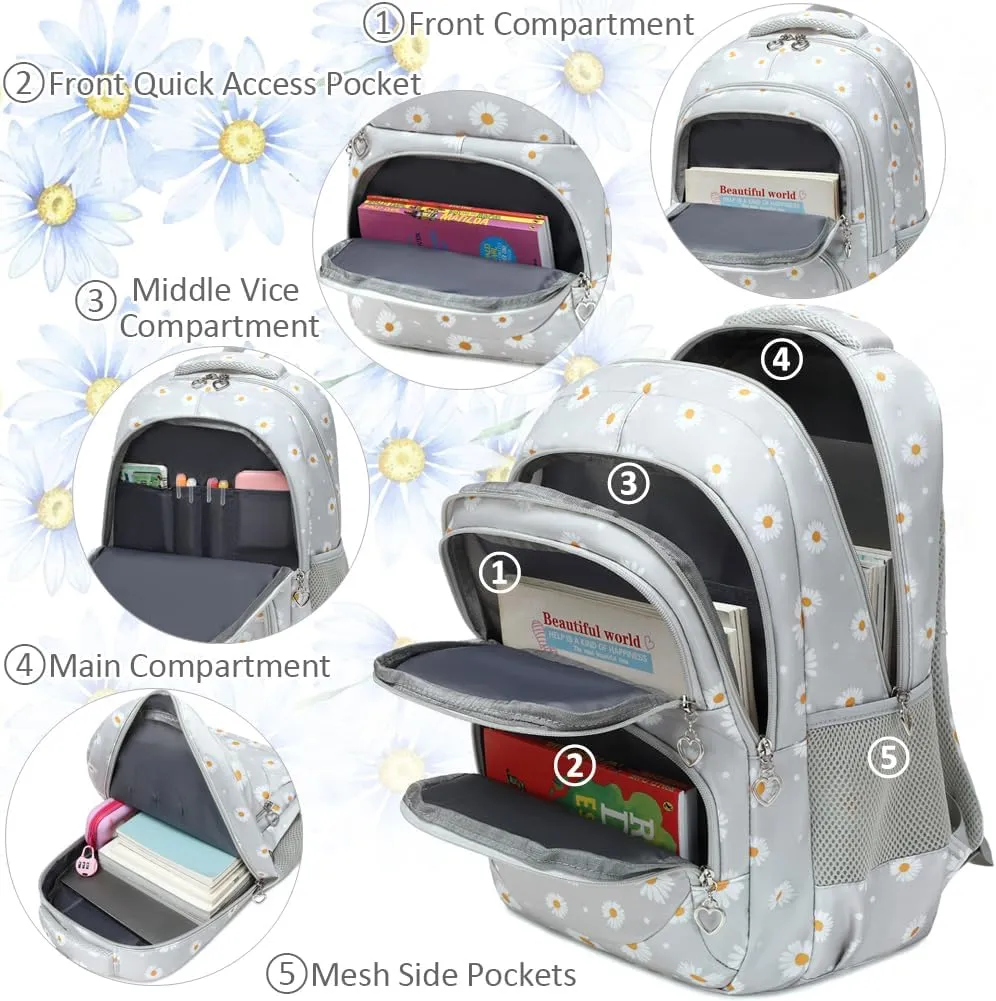 Meisohua Girls Backpack with Lunch Box 3 in 1 Set Kids Backpack for Girls Preschool Kindergarten Elementary School Backpack