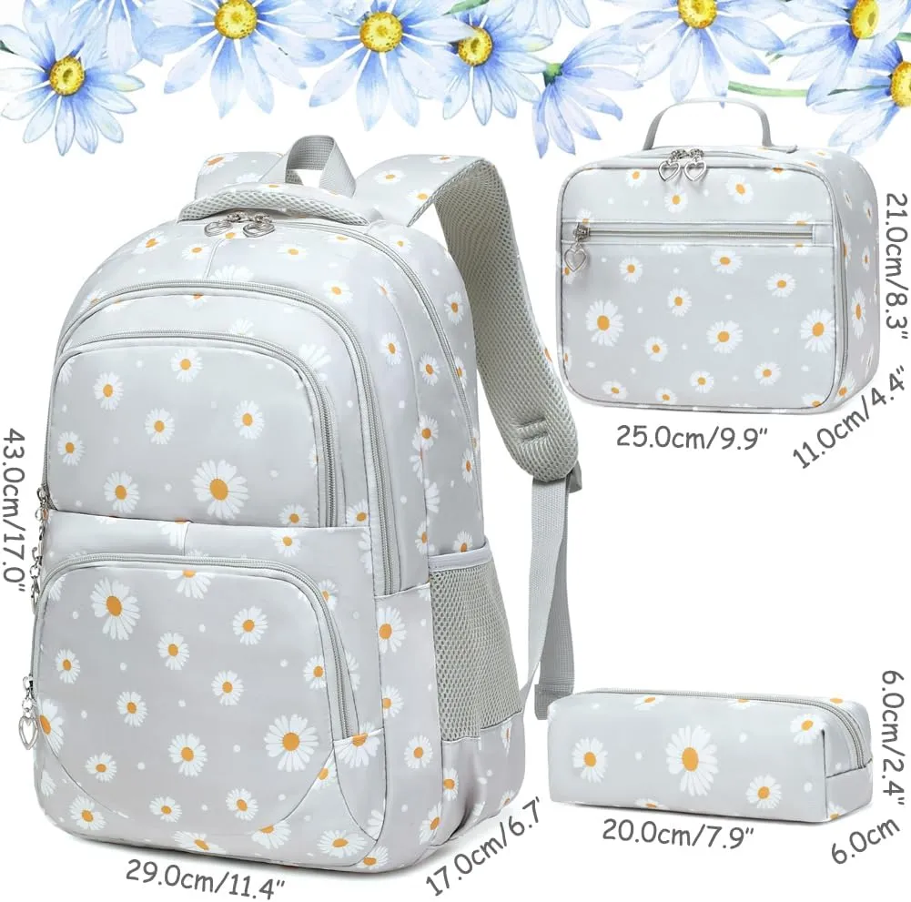Meisohua Girls Backpack with Lunch Box 3 in 1 Set Kids Backpack for Girls Preschool Kindergarten Elementary School Backpack