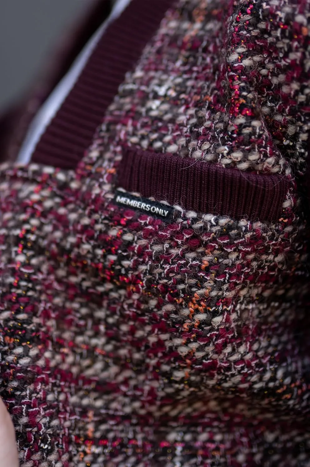 Members Only Women's Updated Tweed Varsity Jacket with Contrast Sleeve