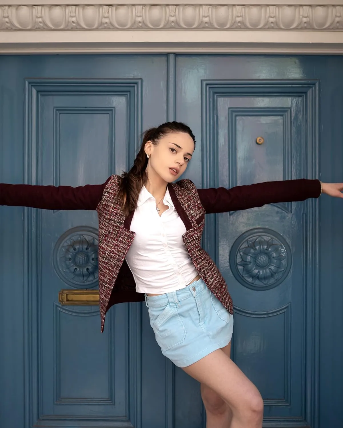 Members Only Women's Updated Tweed Varsity Jacket with Contrast Sleeve