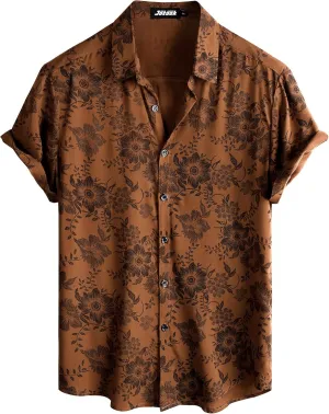Mens Hawaiian Shirt Short Sleeve Button Down Tropical Shirts Casual Floral Summer Beach Shirt