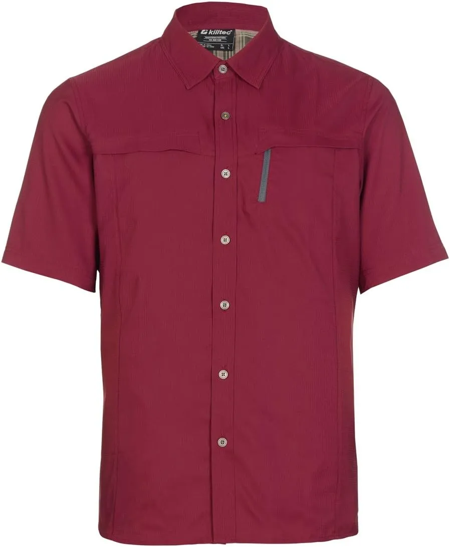 Men's Sjon Short Sleeve Shirt, Maroon,M - US