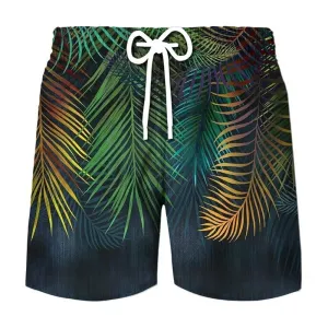 Men's Tropical Paradise Leaf Print Swim Shorts