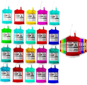Meowtastic Blood Bags for Halloween Party Decorations - Reusable Halloween Blood Bag Drink Pouches with Syringe, IV Bags, Vampire Nurse Graduation Decoration Supplies - Pack of 50