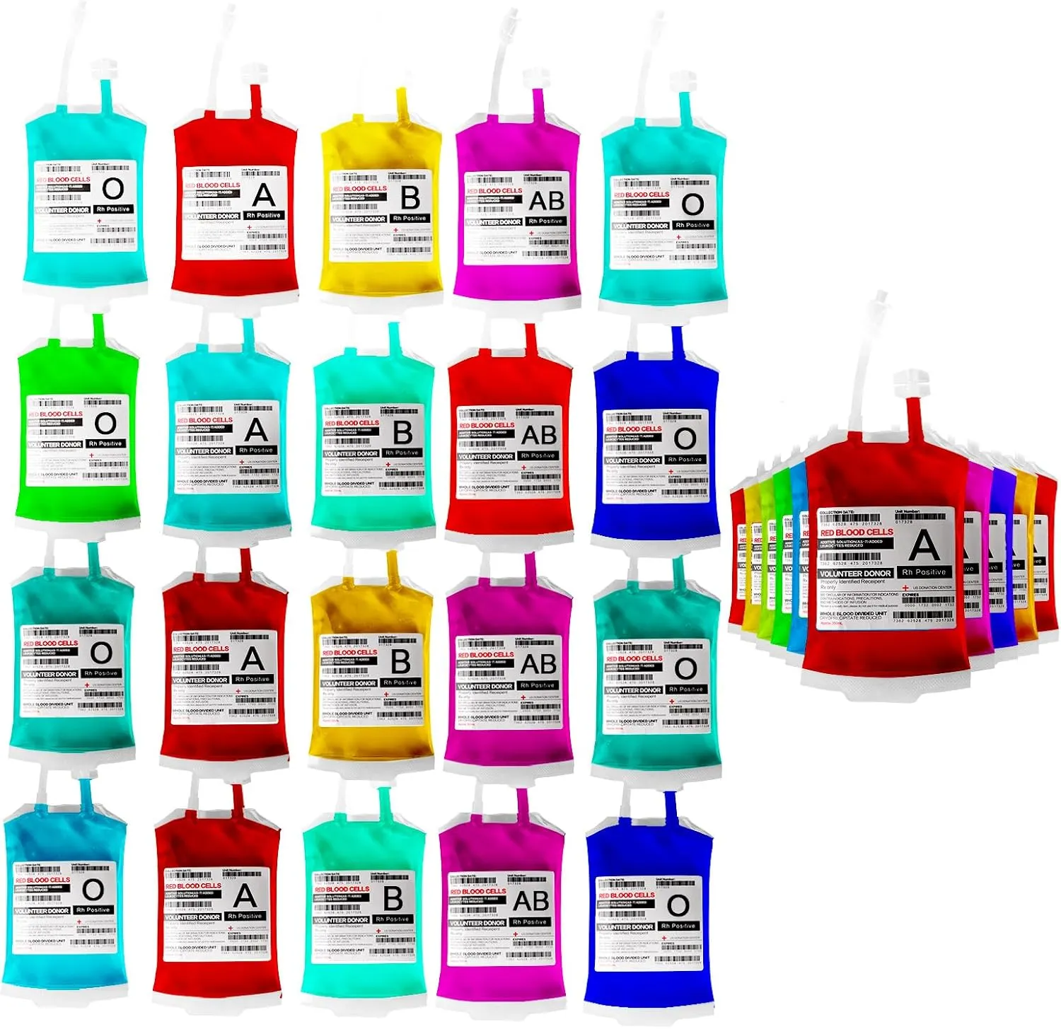 Meowtastic Blood Bags for Halloween Party Decorations - Reusable Halloween Blood Bag Drink Pouches with Syringe, IV Bags, Vampire Nurse Graduation Decoration Supplies - Pack of 50