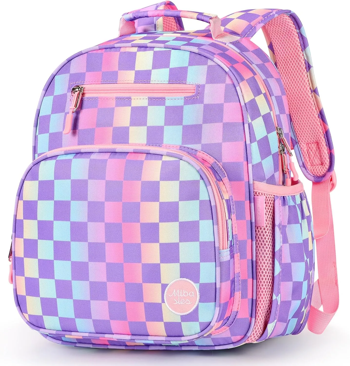 mibasies Kids Backpack for Girls: Girls Backpack 5-8 - Kindergarten Elementary School Bookbag for Girl - Checkerboard