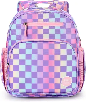 mibasies Kids Backpack for Girls: Girls Backpack 5-8 - Kindergarten Elementary School Bookbag for Girl - Checkerboard
