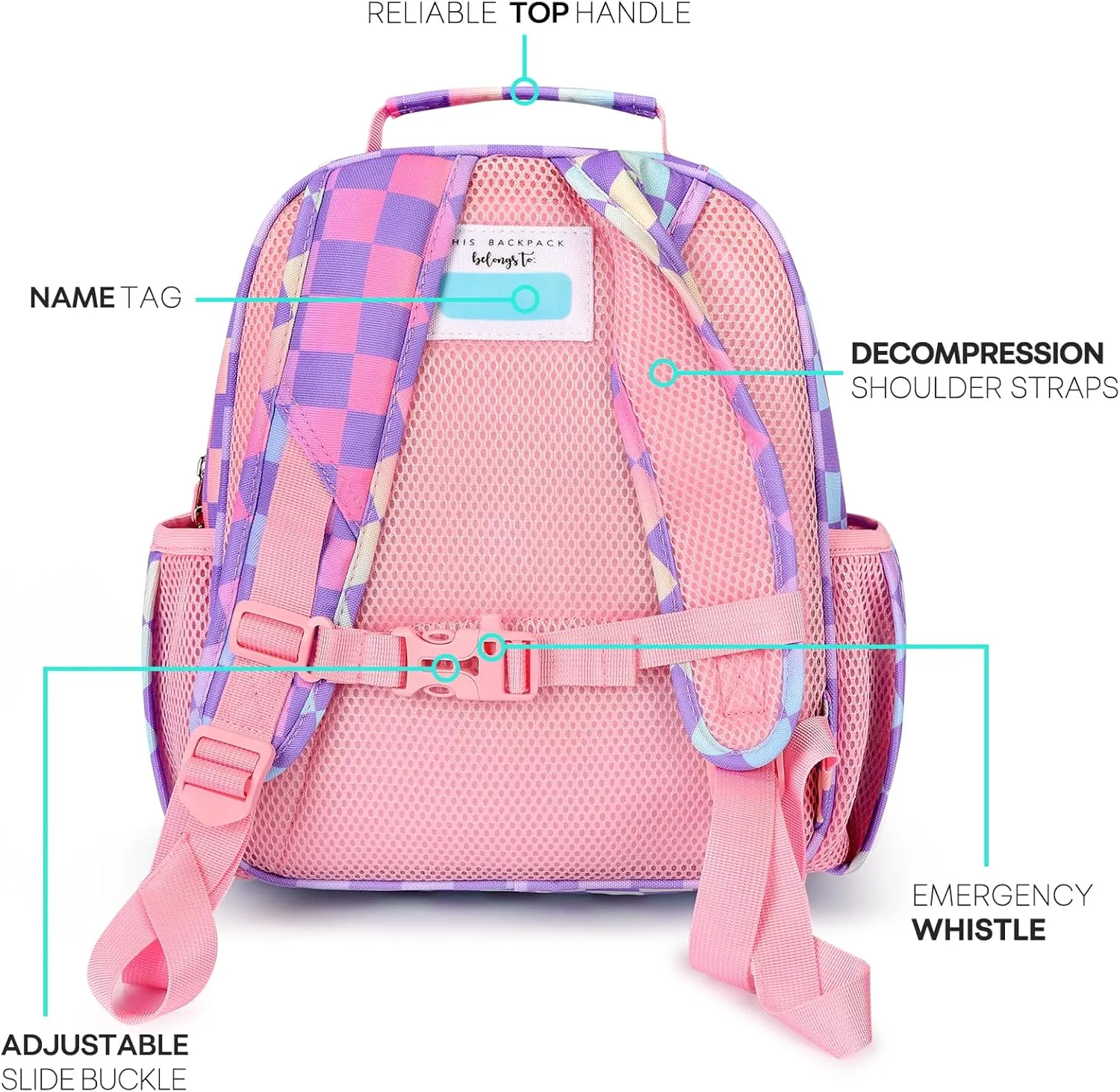 mibasies Kids Backpack for Girls: Girls Backpack 5-8 - Kindergarten Elementary School Bookbag for Girl - Checkerboard