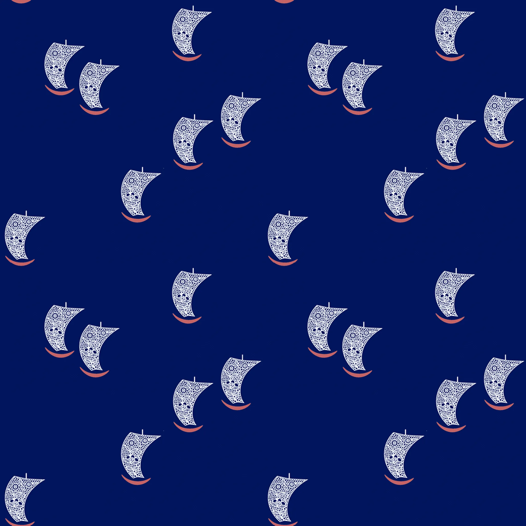 Midnight Voyage - Navy Sailboat Fabric