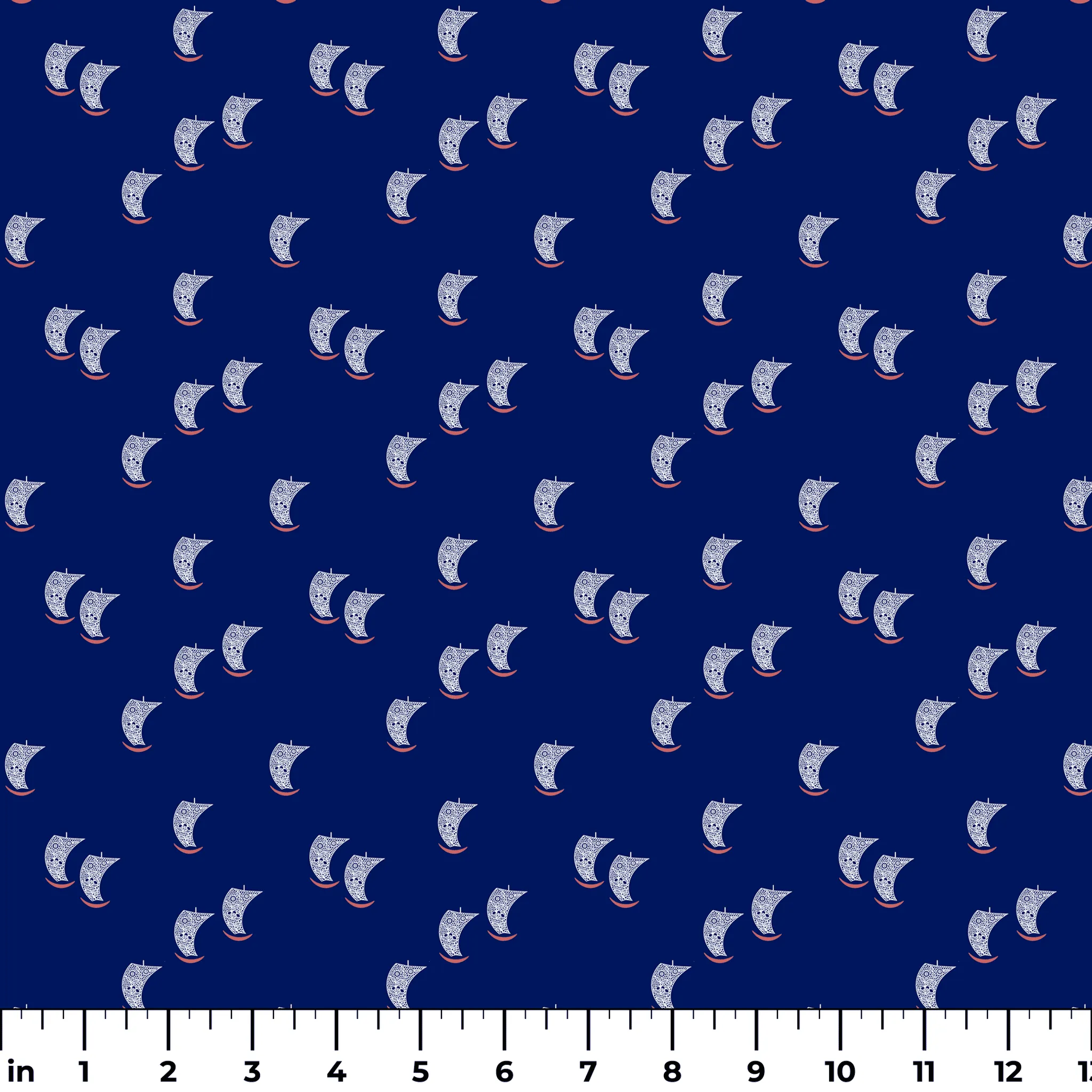 Midnight Voyage - Navy Sailboat Fabric