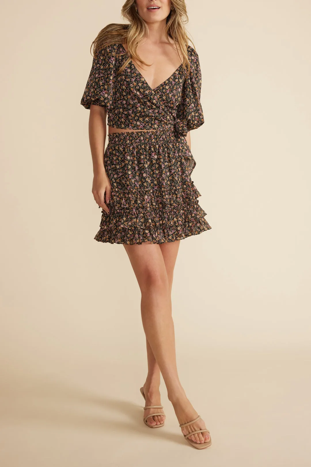 Mink Pink Amaya Wrap Crop Blouse