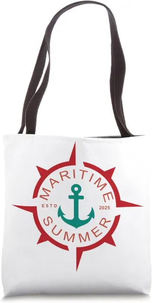 Moin Maritime Summer Nautical Compass Anchor Funny Boating Tote Bag