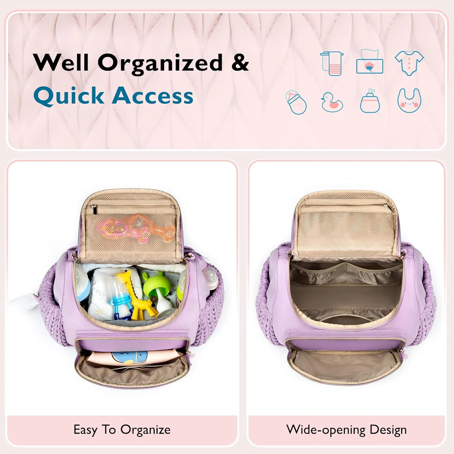 mommore Diaper Bag Small Diaper Backpack Stylish Baby Travel Backpacks with Insulated Pockets, Changing Pad, Stroller Straps