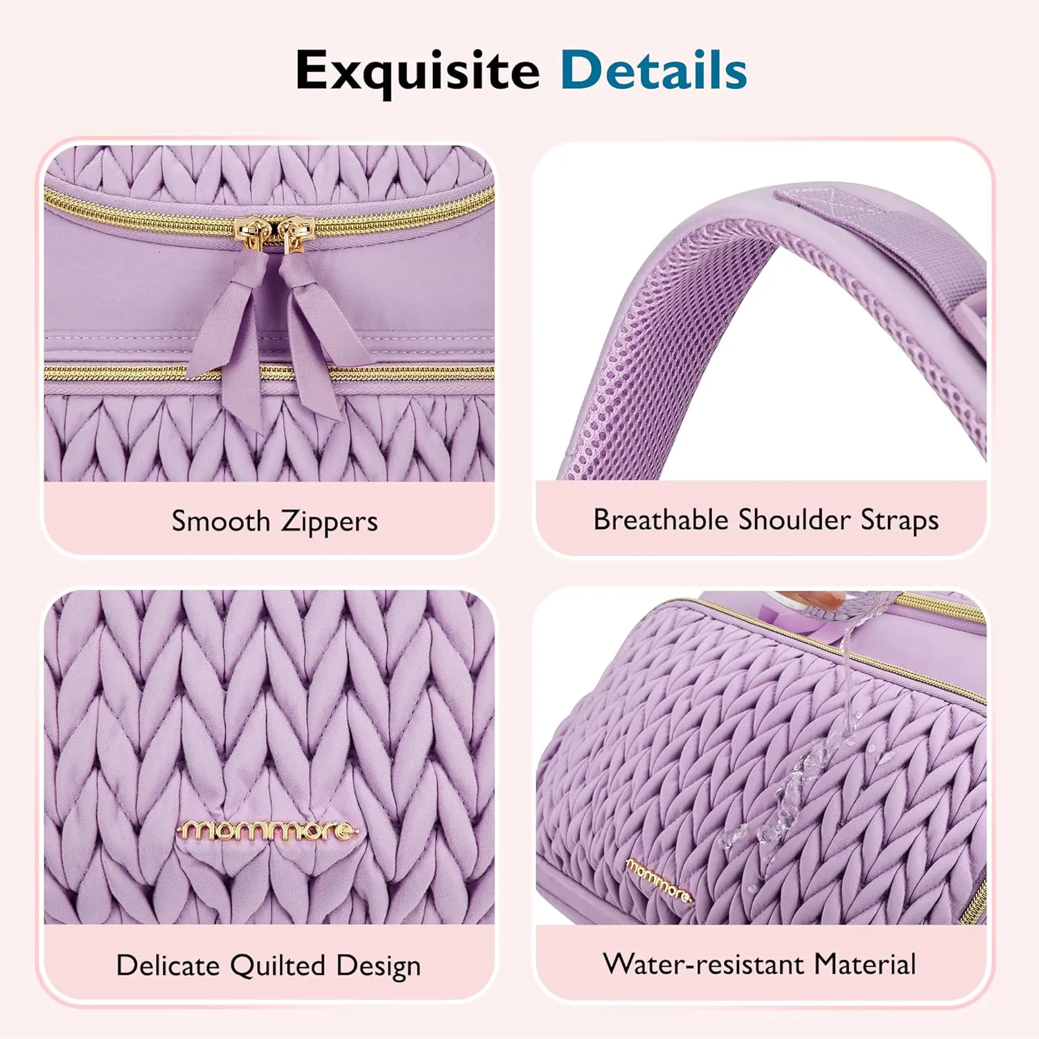 mommore Diaper Bag Small Diaper Backpack Stylish Baby Travel Backpacks with Insulated Pockets, Changing Pad, Stroller Straps