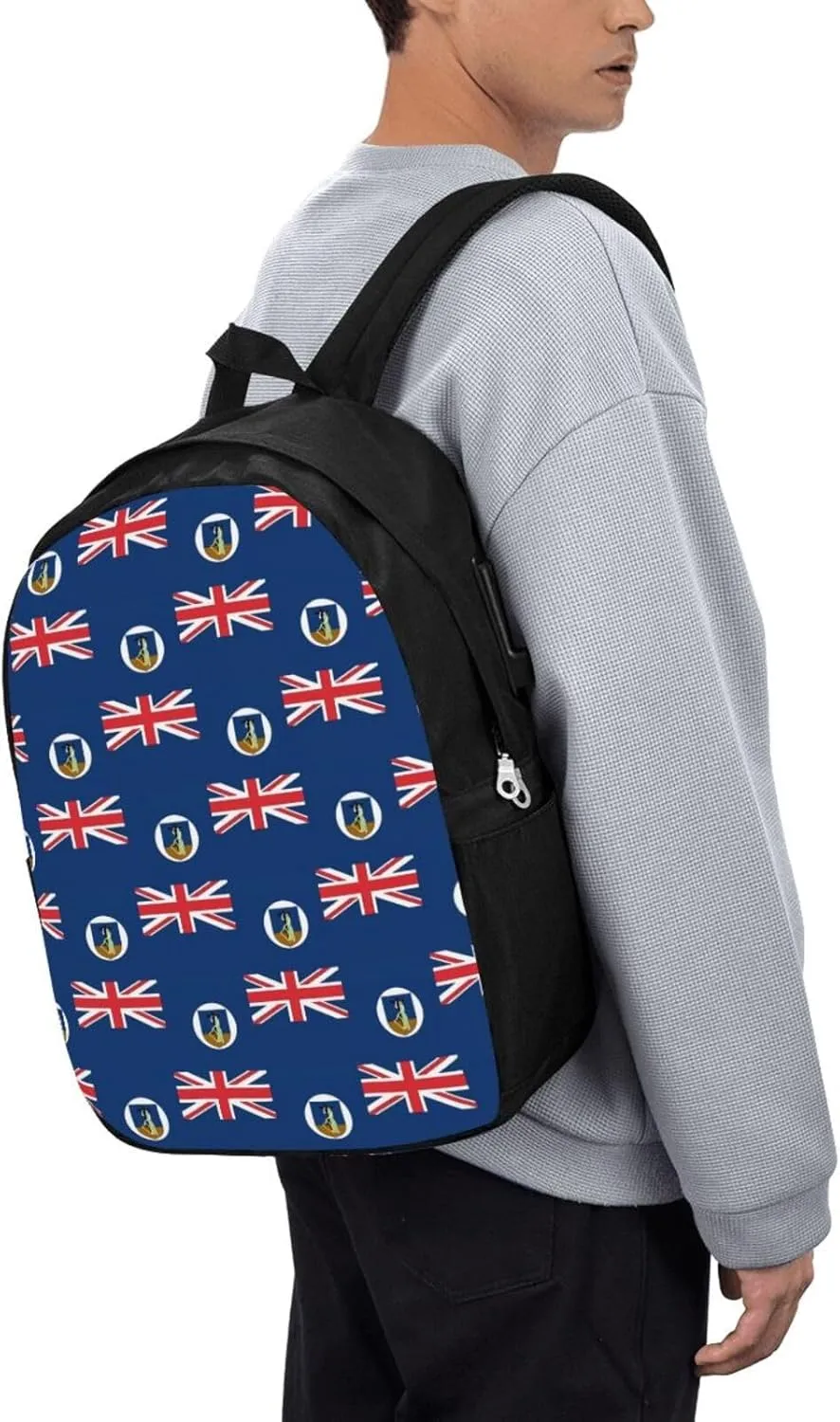 Montserrat Flag Laptop Backpacks Travel Backpack Casual Business Daypack Sport Rucksack Computer Bag Fits up to 17 Inch Notebook with USB Port