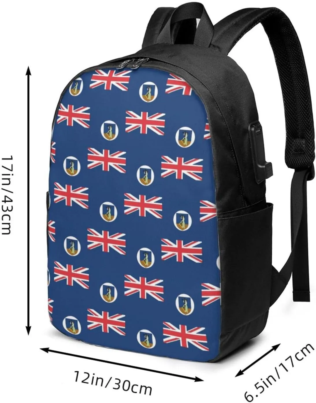 Montserrat Flag Laptop Backpacks Travel Backpack Casual Business Daypack Sport Rucksack Computer Bag Fits up to 17 Inch Notebook with USB Port