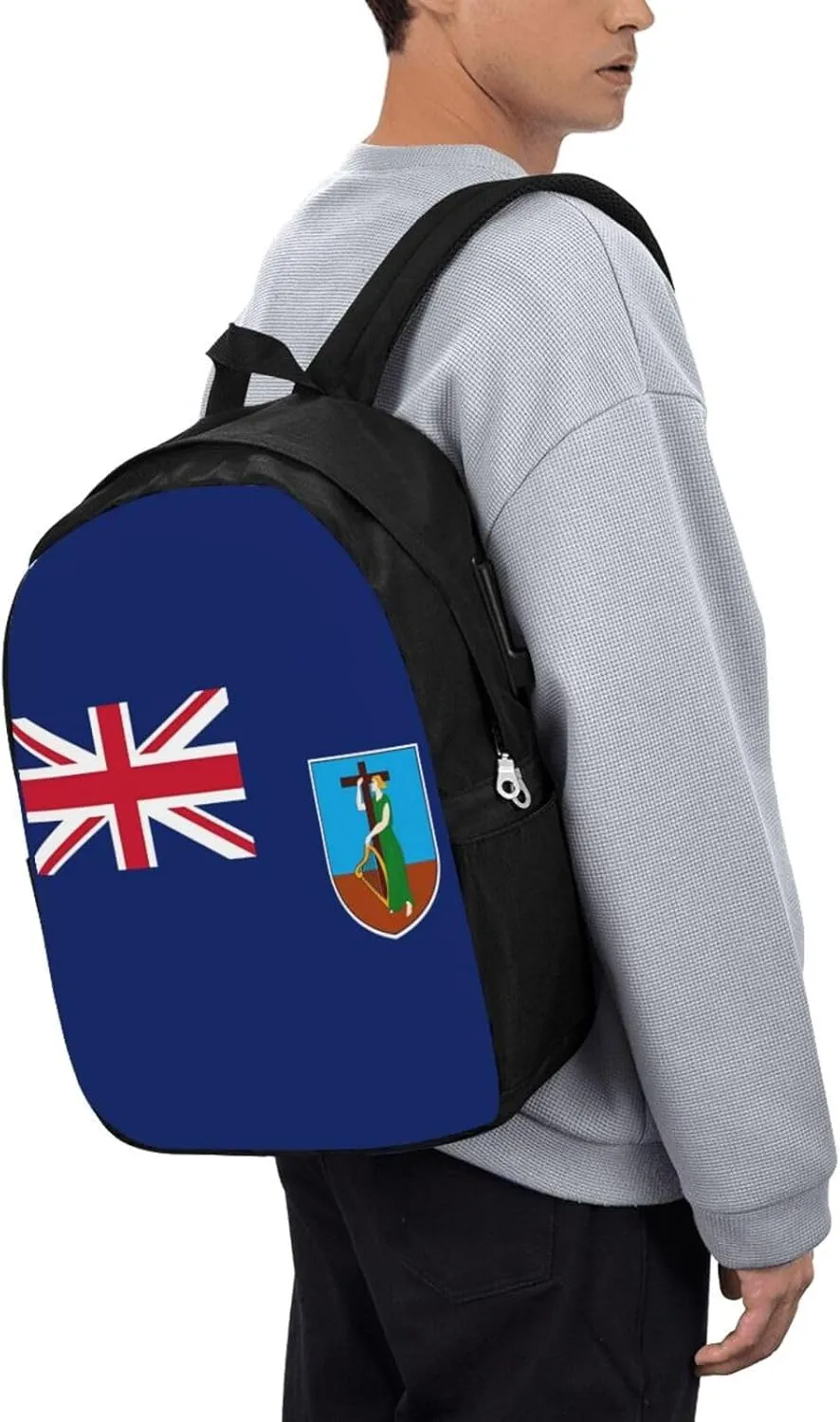 Montserrat Flag Laptop Backpacks Travel Backpack Casual Business Daypack Sport Rucksack Computer Bag Fits up to 17 Inch Notebook with USB Port