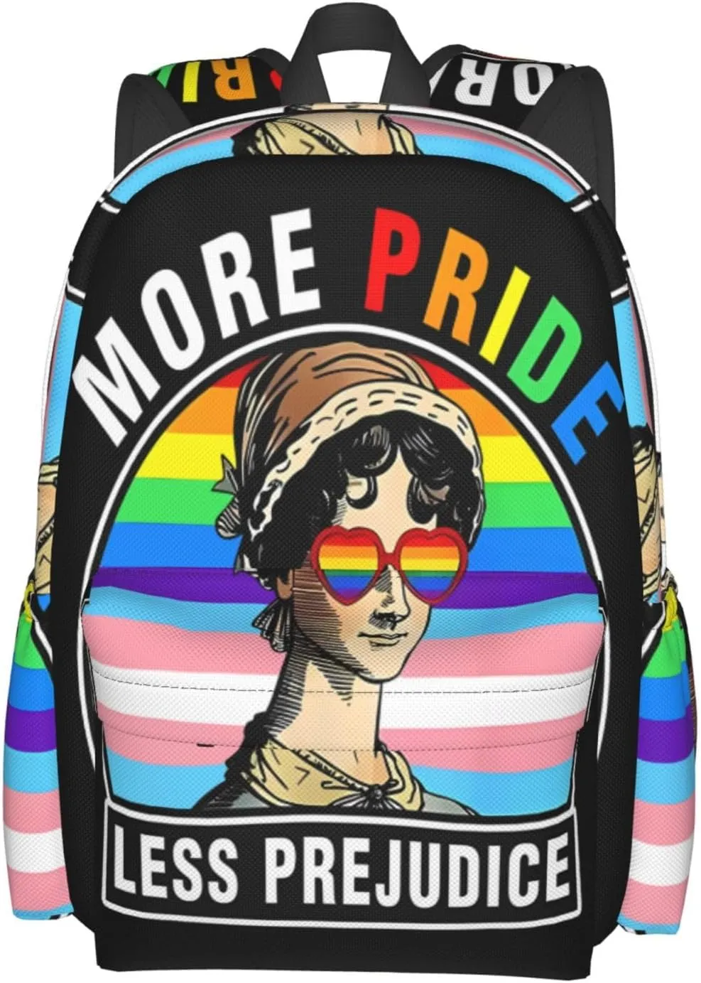 More Pride Less Prejudice LGBT Rainbow Gay 17 Inch Casual Backpack Laptop Backpacks Travel Back Pack Large Camping Rucksack Hiking Daypack Lightweight Double Shoulder Bag
