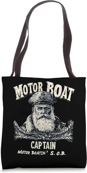 Motor Boat Captain Vintage Nautical Adult Humor Design Tote Bag
