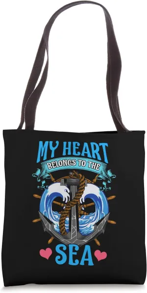 My Heart Belongs To The Sea Maritime Anchor Sailor Tote Bag