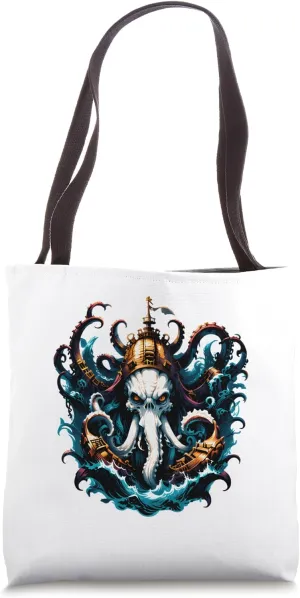 Mythical Kraken – Oceanic Menace Attacks Pirate Ship Tote Bag
