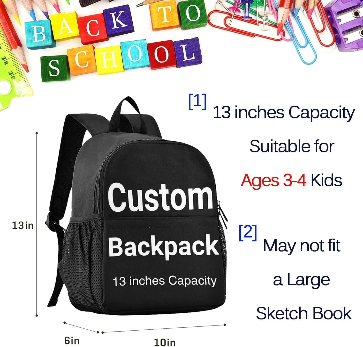 Naanle Custom Kid Backpack with Name Monster Truck Cars Backpacks Boys Girls Baby Rucksack for Preschool Kindergarten