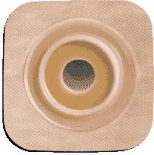 Natura® Flexible Stomahesive® Skin Barrier, 4" x 4" (10cm x 10cm) Tan, Pre-Cut Stoma Opening 1-1/8" (28mm), Flange 1-3/4" (45mm) - Box of 10