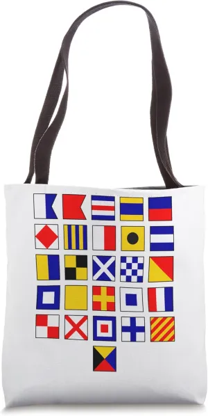 Nautical Flag Alphabet International maritime signal flags Tote Bag