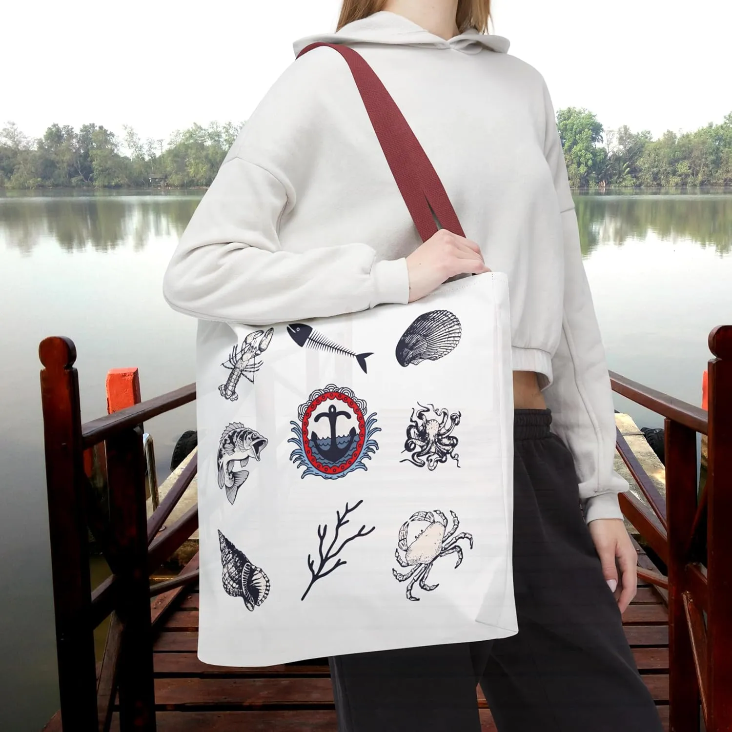 Nautical Gift for Her, Maritime Inspired Design, Fishermen Aesthetic, Beach Bag, Laptop or Coastal Travel Bag