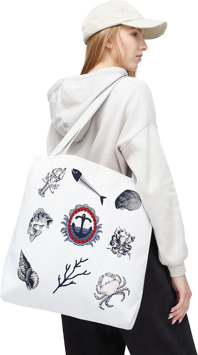 Nautical Gift for Her, Maritime Inspired Design, Fishermen Aesthetic, Beach Bag, Laptop or Coastal Travel Bag
