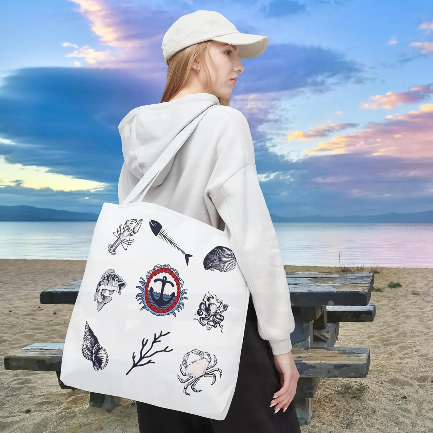Nautical Gift for Her, Maritime Inspired Design, Fishermen Aesthetic, Beach Bag, Laptop or Coastal Travel Bag