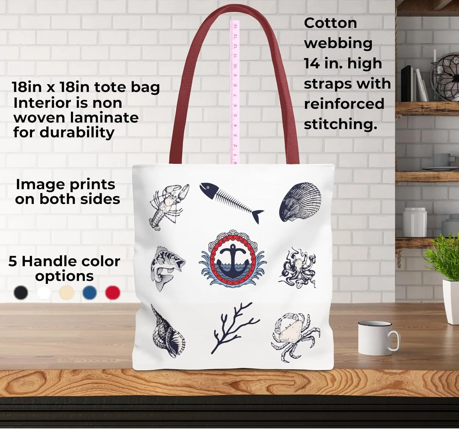 Nautical Gift for Her, Maritime Inspired Design, Fishermen Aesthetic, Beach Bag, Laptop or Coastal Travel Bag