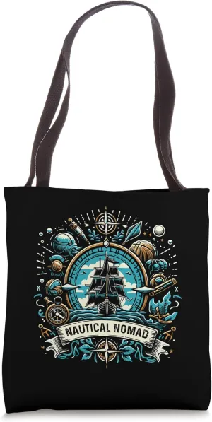 Nautical Nomads Vintage Sailing Adventure Ocean Exploration Tote Bag