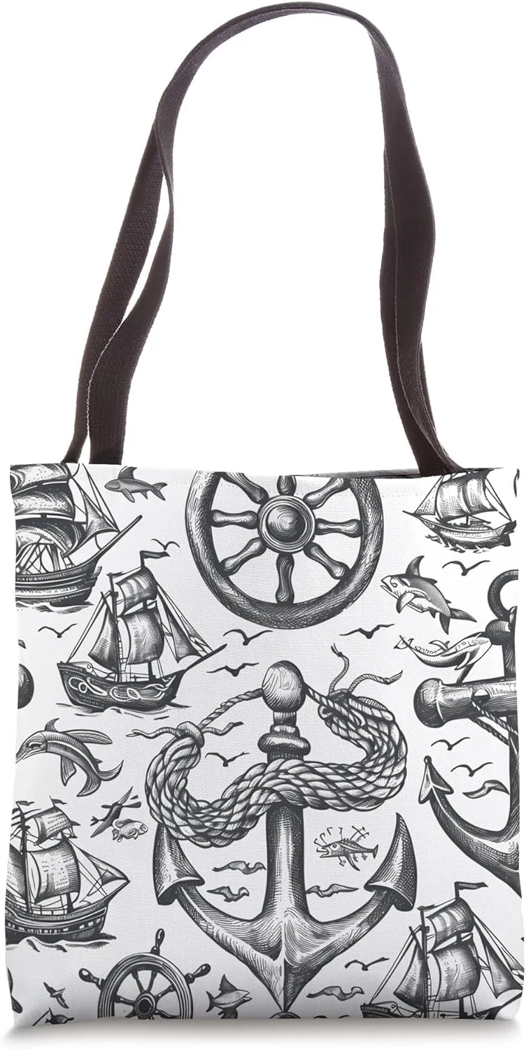 Nautical Symbols Pattern - Maritime and Oceanic Decor Tote Bag