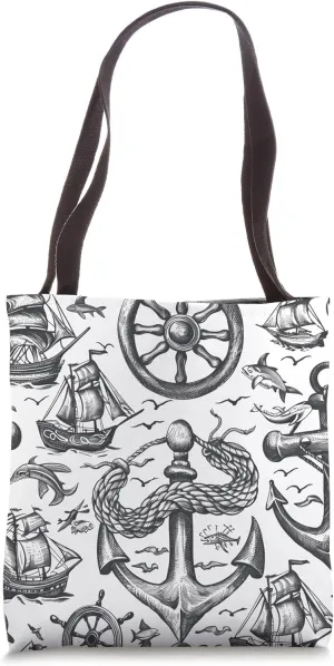 Nautical Symbols Pattern - Maritime and Oceanic Decor Tote Bag