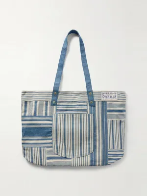 Naval patchwork striped denim tote bag