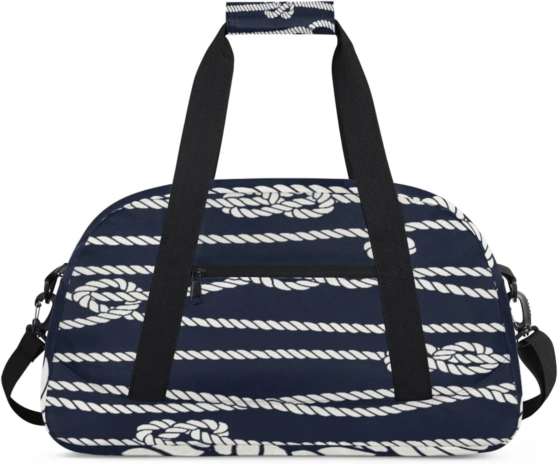 Naval Rope Gym Duffel Bag for Men Women Coastal Rope Sports Tote Bag with Adjustable Shoulder Strap for Dance Gymnastics Traveling Outdoor Camping Overnight Stay
