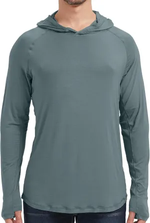 netdraw Men's Ultra-Soft Bamboo Viscose Hoodie Shirt UPF 50  Sun Protection Long Sleeve Lightweight UV Shirt