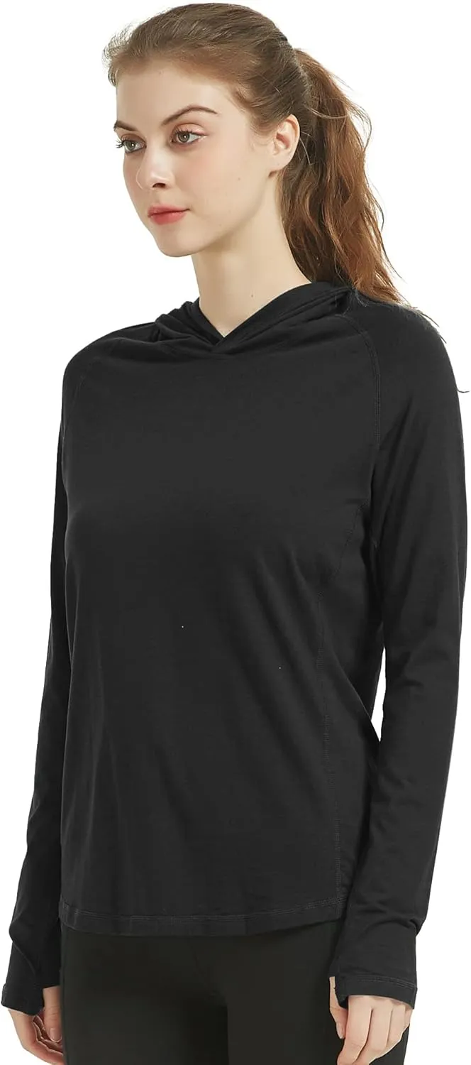 netdraw Women's Ultra-Soft Bamboo Viscose Hoodie UPF 50  Sun Protection Long Sleeve Shirt