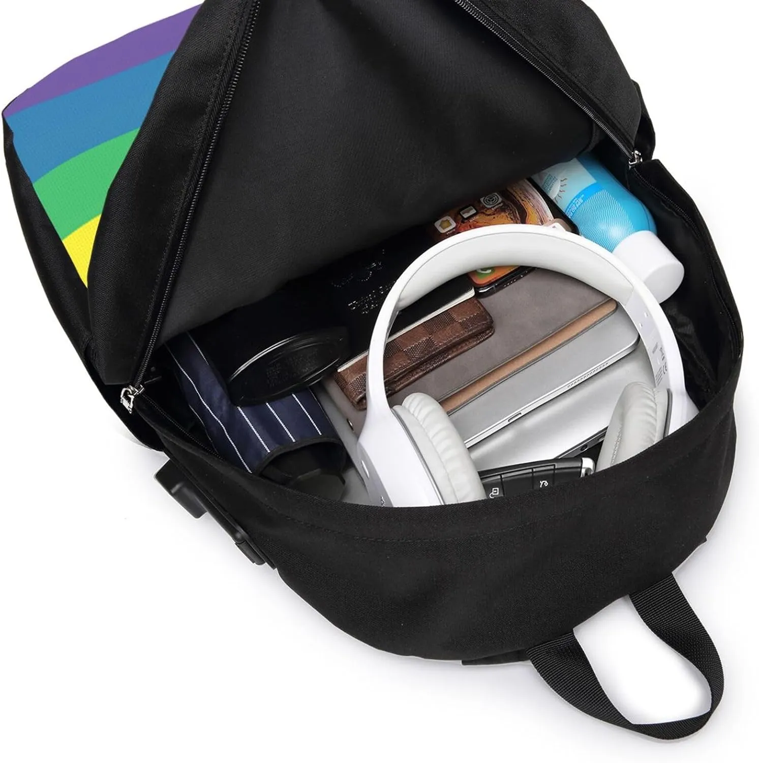 Netherlands Holland LGBT Pride Flag Travel Backpack 17-Inch Laptop Backpacks Business Rucksack Casual Sport Daypack with USB Charging Port Carry-on Bag for Camping Biking