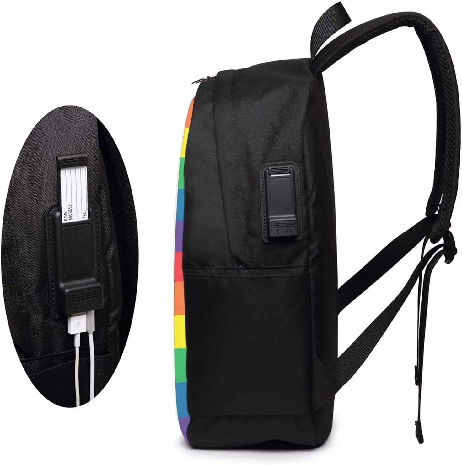 Netherlands Holland LGBT Pride Flag Travel Backpack 17-Inch Laptop Backpacks Business Rucksack Casual Sport Daypack with USB Charging Port Carry-on Bag for Camping Biking