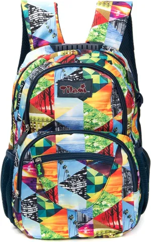 NEW TILAMI 14 Inch kid Toddler Backpack Boys Girls School Bag Kindergarten Elementary Cute Backpacks, Colored Squares
