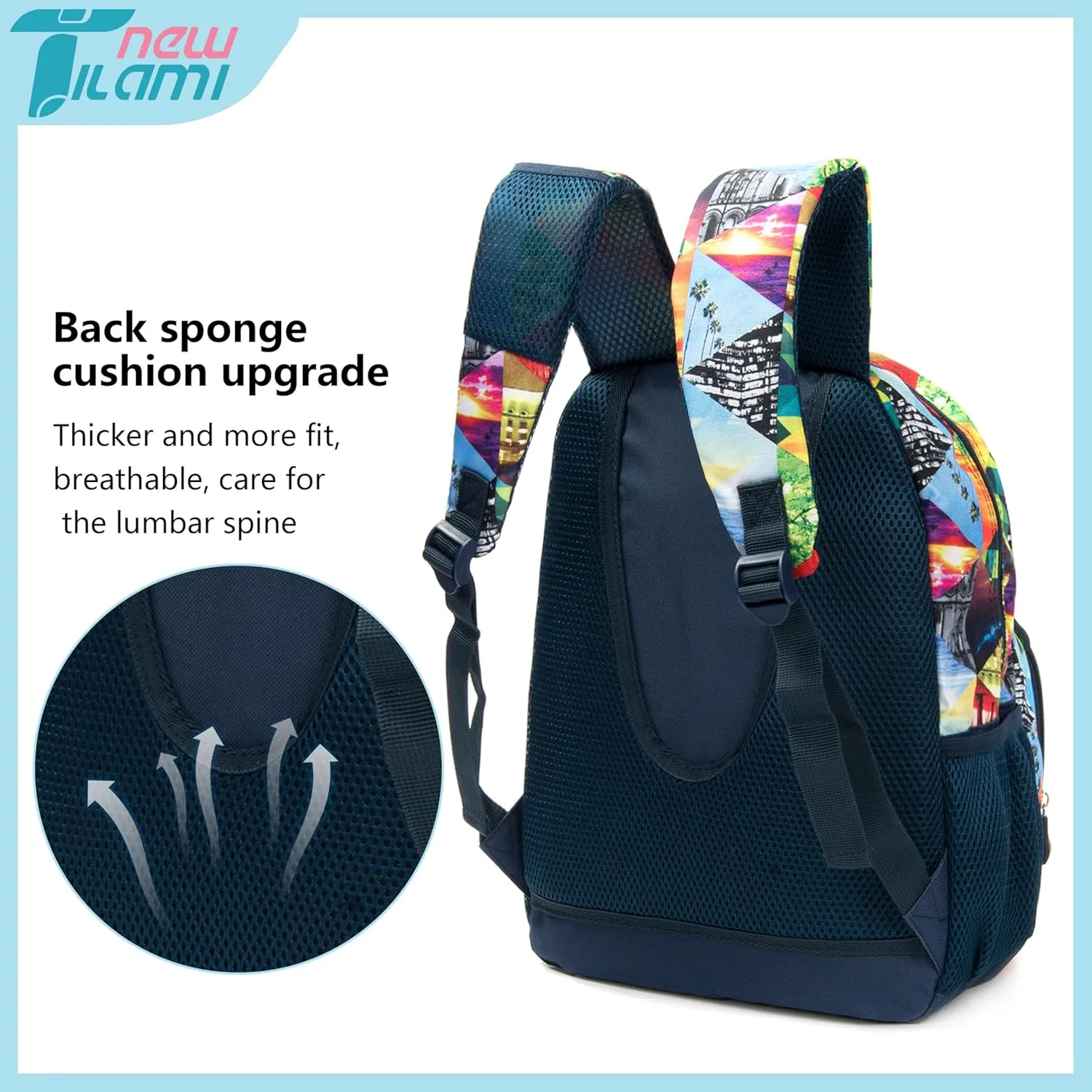 NEW TILAMI 14 Inch kid Toddler Backpack Boys Girls School Bag Kindergarten Elementary Cute Backpacks, Colored Squares