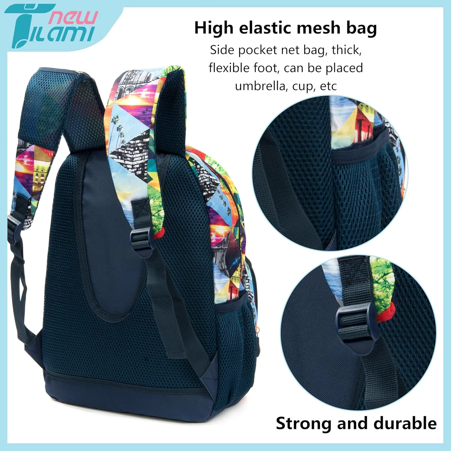 NEW TILAMI 14 Inch kid Toddler Backpack Boys Girls School Bag Kindergarten Elementary Cute Backpacks, Colored Squares
