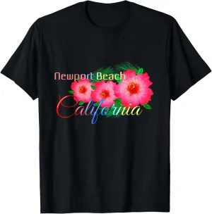 Newport Beach California Tropical Flowers Family Vacation T-Shirt