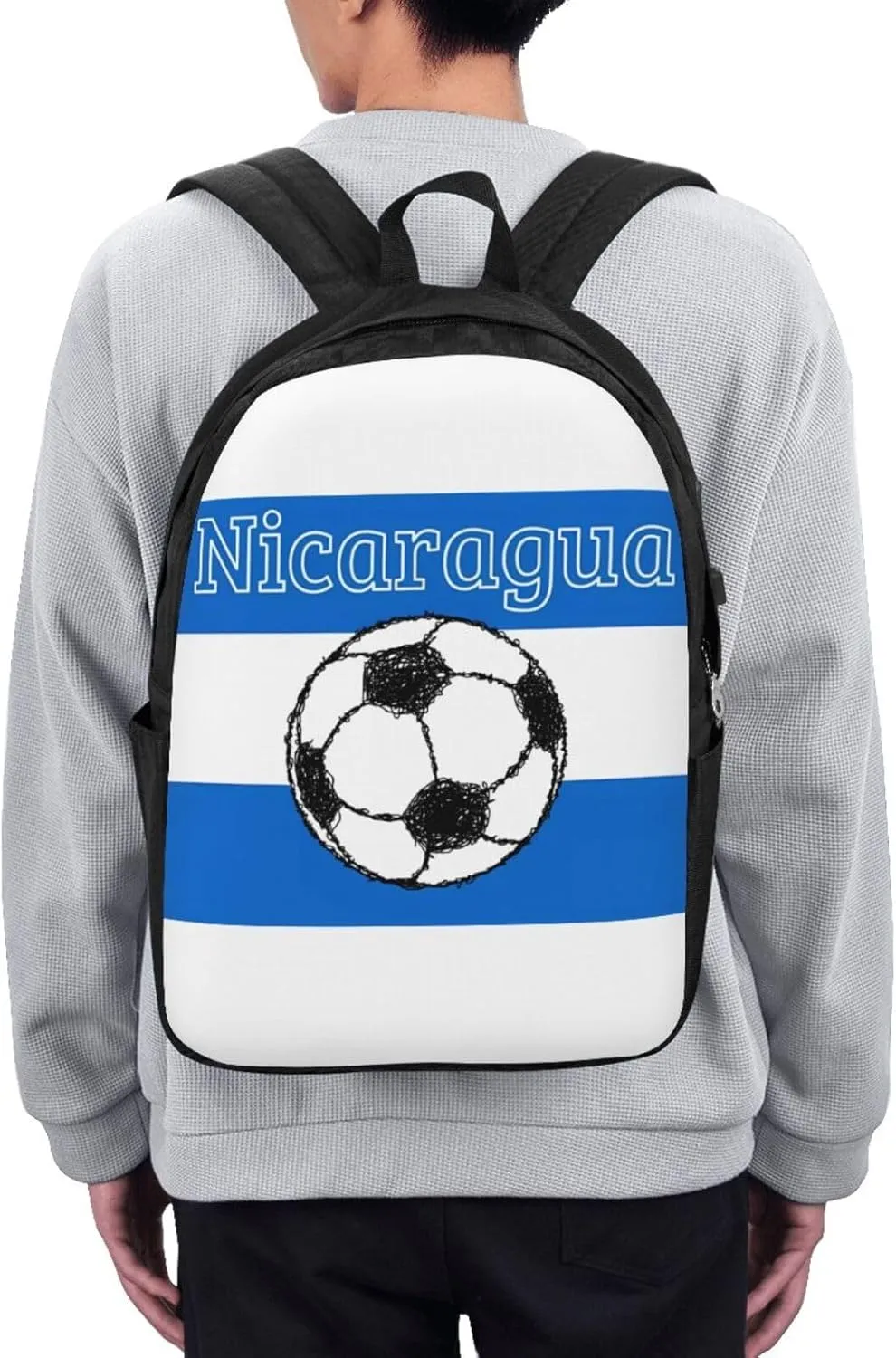 Nicaragua Football Soccer Flag Laptop Backpacks Travel Backpack Casual Business Daypack Sport Rucksack Computer Bag Fits up to 17 Inch Notebook with USB Port
